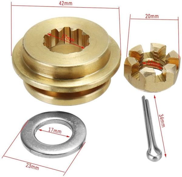 25-30HP Hardware Hub Kits Installation fit Honda Outboard Propeller, Thrust Washer/Spacer/Washer/Nut/Cotter Pin Included - Image 3