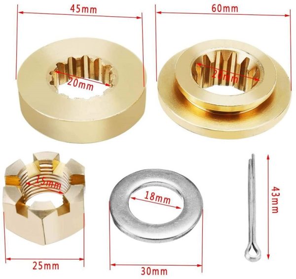 35-60HP Hardware Hub Kits Installation fit Honda Outboard Propeller, Thrust Washer/Spacer/Washer/Nut/Cotter Pin Included - Image 4
