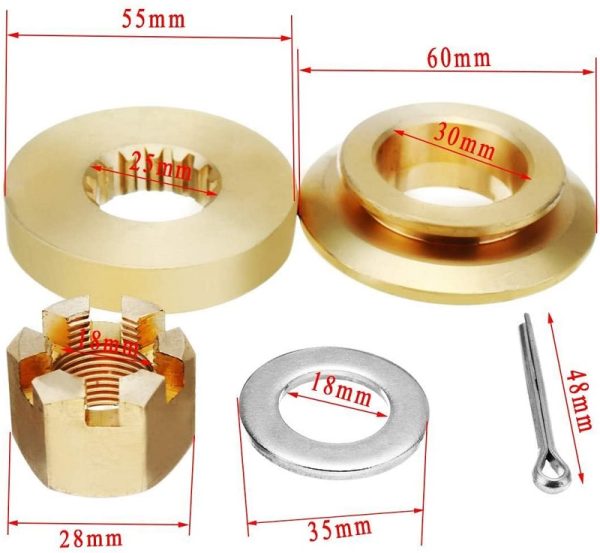 75-130HP Hardware Hub Kits Installation fit Honda Outboard Propeller, Thrust Washer/Spacer/Washer/Nut/Cotter Pin Included - Image 2