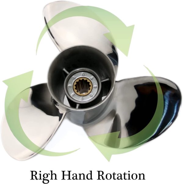 10 3/8x14 Outboard Propeller Stainless Steel Fit Mercury Boat Engines 25HP - 70HP Pressed-in Hub - Image 4
