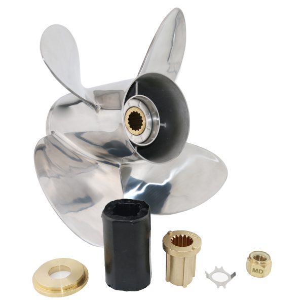 13 1/2x13 Outboard Propeller Stainless Steel Fit Mercury Boat Engines 40HP - 140HP Interchangeable Hub 4 Blades